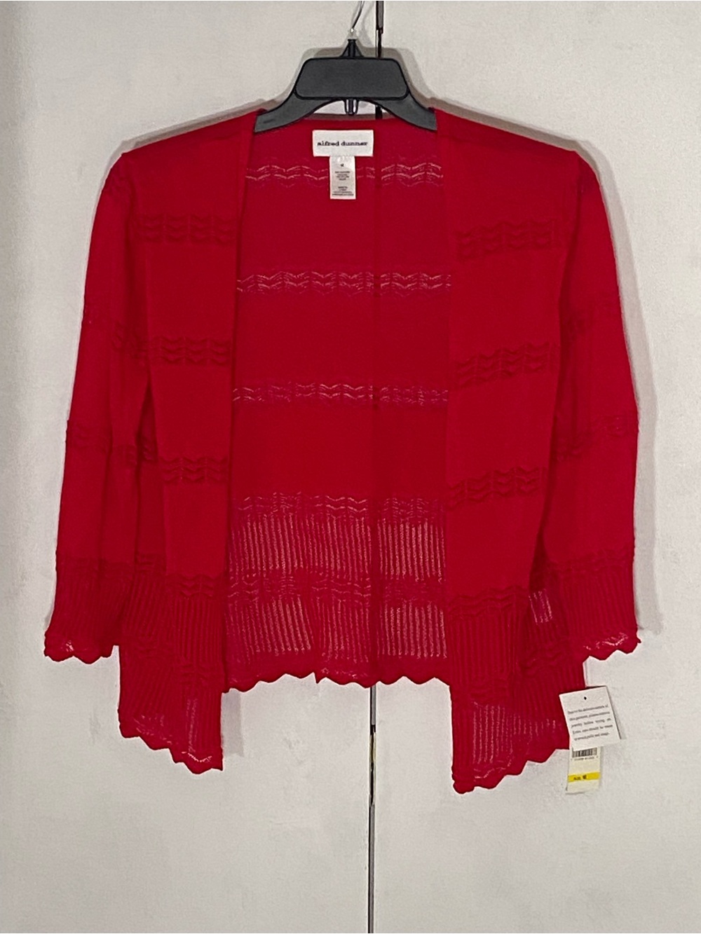 Alfred Dunner Red Open-Front Scalloped Hem Cardigan NWT